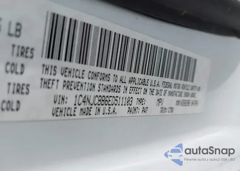 2014 Jeep Compass Sport from USA, damaged, VIN 1C4NJCBB6ED511103